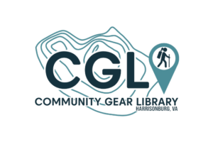 Logo for CGL with a doodle of a topo map and person hiking